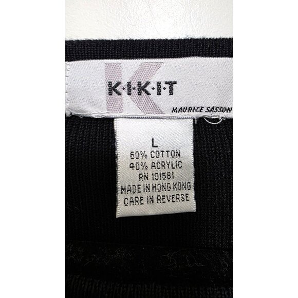 Kikit Maurice Sasson Black Sweater Blue & Silver Bead Embellishments Size L - Picture 5 of 6